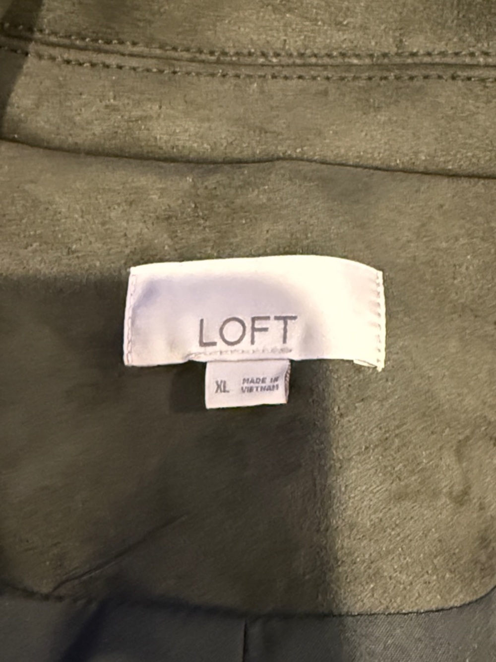 LOFT Olive Vegan Suede Moto Jacket XL NWOT - Picture 3 of 6